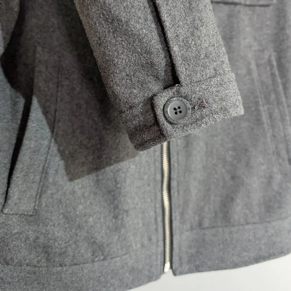 Old Navy Kids L (10-12) Wool Blend Moto Jacket Charcoal Gray